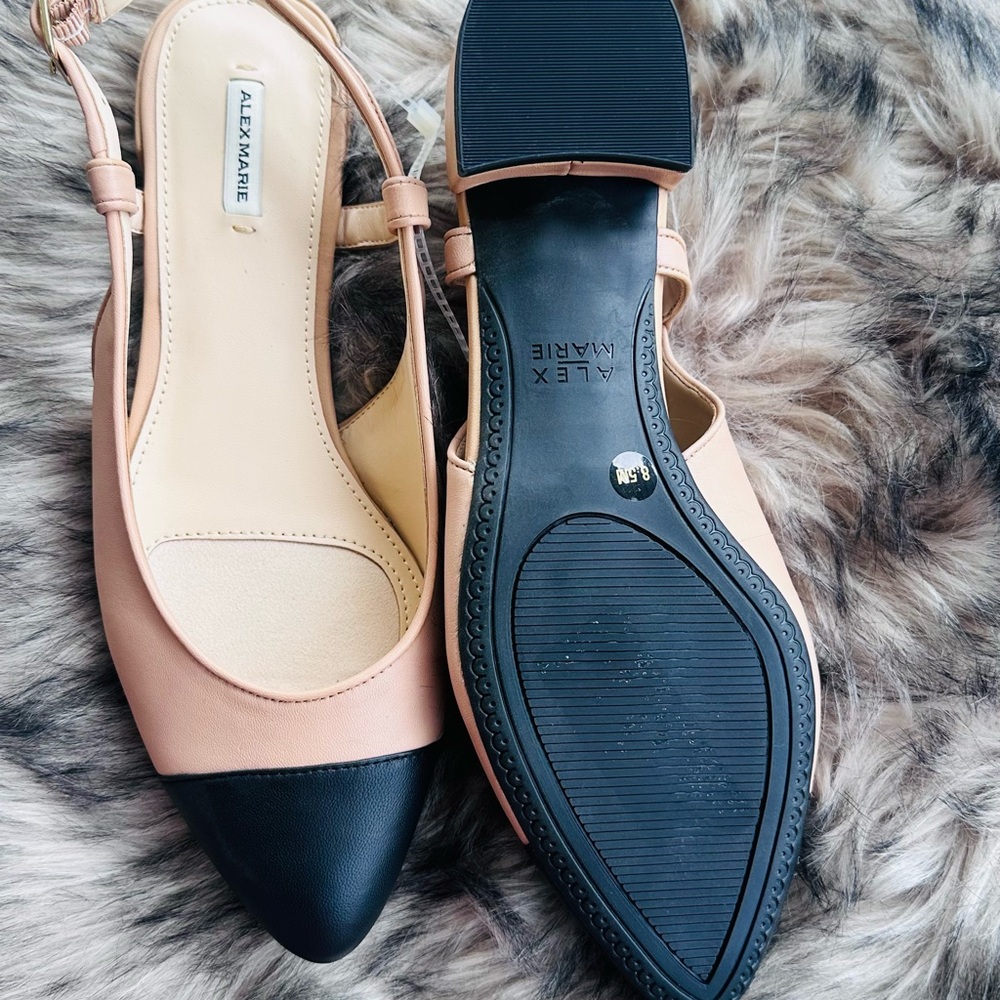Alex Marie Henriette Black and Tan Slingback Flats size 8.5 - Picture 3 of 6